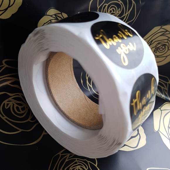 3/25$ 200 pcs Black & Gold Thank You Stickers 1" Inch - Picture 13 of 13